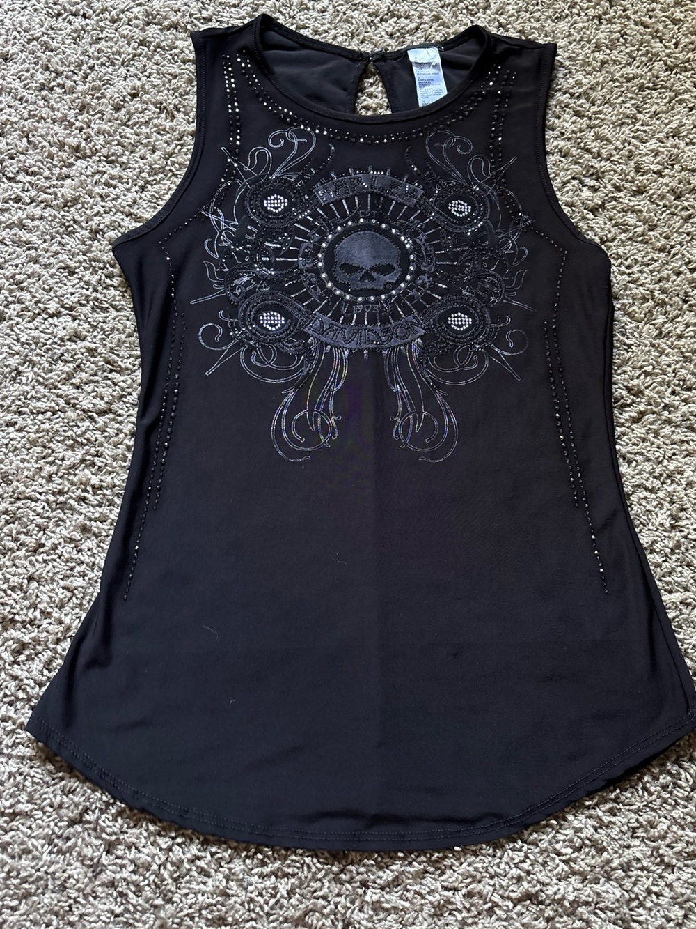 Black Harley Davidson tank top with skull design
